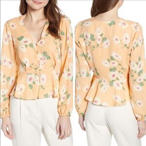 Leith floral peplum top